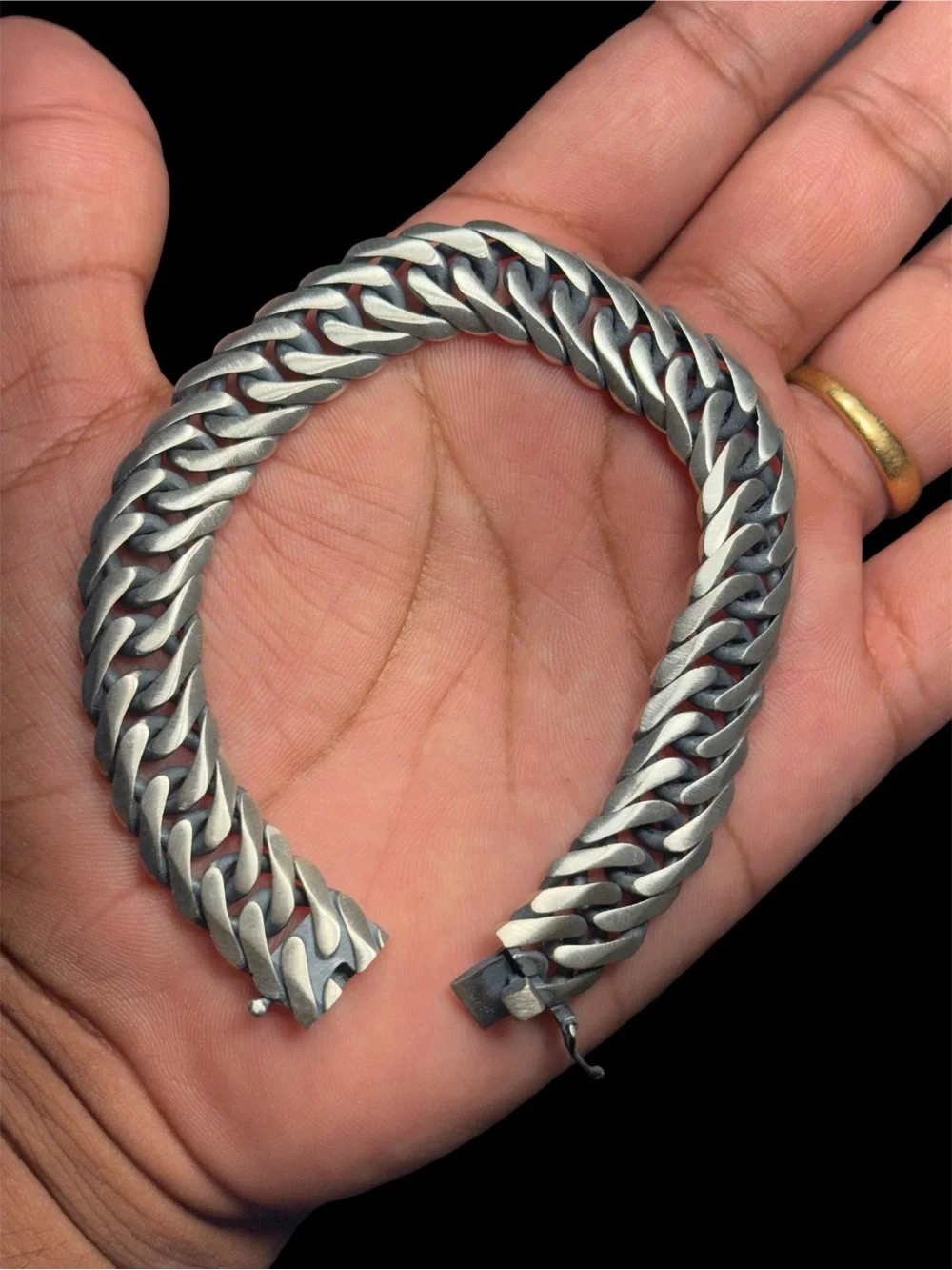 925 Sterling Silver Black Oxidized Bracelet 8.9” Handmade 50.40g